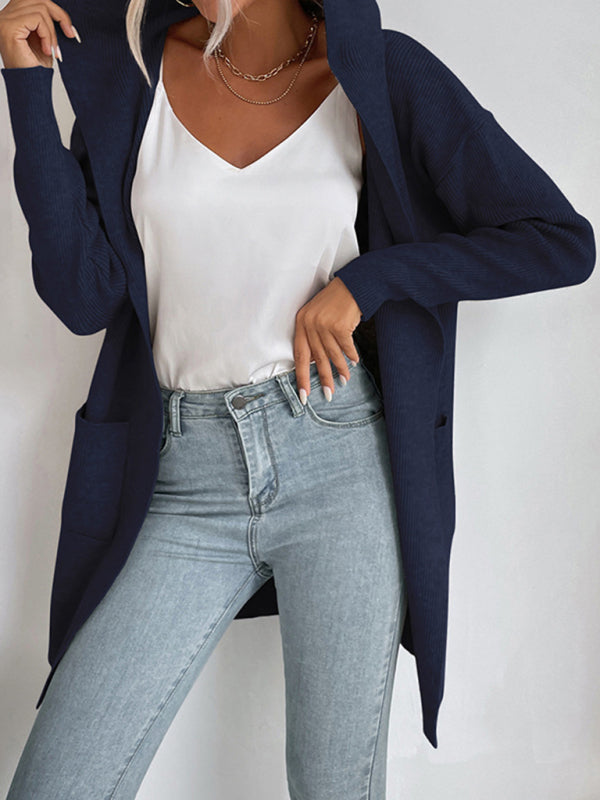 Jachetă pulover cardigan tricotat cu buzunar