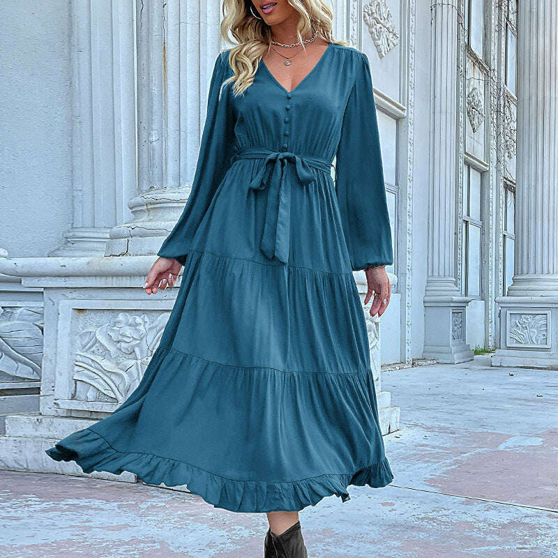 woven-v-neck-pleated-midi-dress-–-romantic-high-waist-with-lantern-sleevessmiling-maria---everything-for-women-34655643