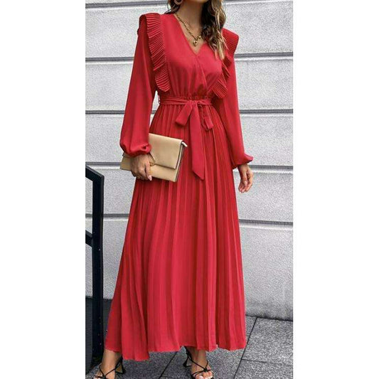 elegant-v-neck-pleated-midi-dresssmiling-maria---everything-for-women-34646313