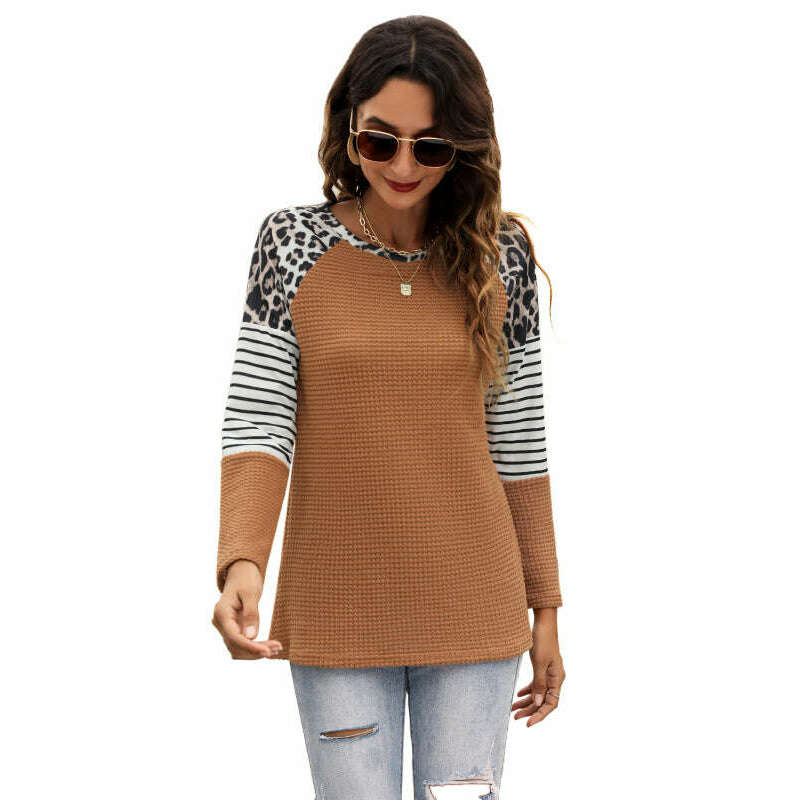 womens-color-block-waffle-knit-long-sleeve-topsmiling-maria---everything-for-women-34698491