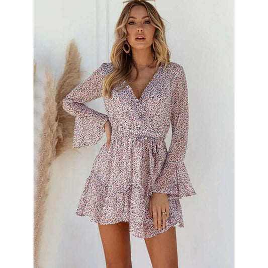 romantic-floral-v-neck-dress-–-long-flared-sleeves-waist-cinchsmiling-maria---everything-for-women-34657442