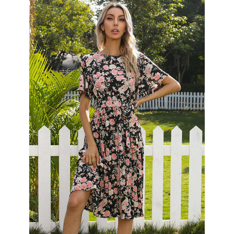 floral-ruffle-sleeve-pleated-midi-dress-–-crew-neck-tie-waistsmiling-maria---everything-for-women-34656927