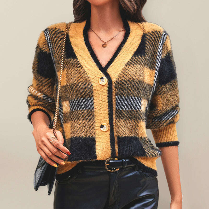 plaid-v-neck-button-cardigan-sweater-34821449