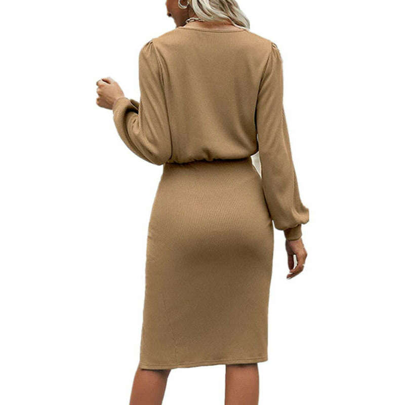 knit-lantern-sleeve-waist-cinched-midi-dress-with-side-slit-–-cotton-blendsmiling-maria---everything-for-women-34657565