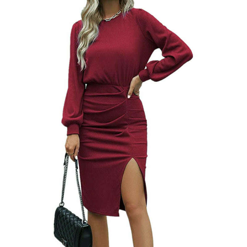 knit-lantern-sleeve-waist-cinched-midi-dress-with-side-slit-–-cotton-blendsmiling-maria---everything-for-women-34657559