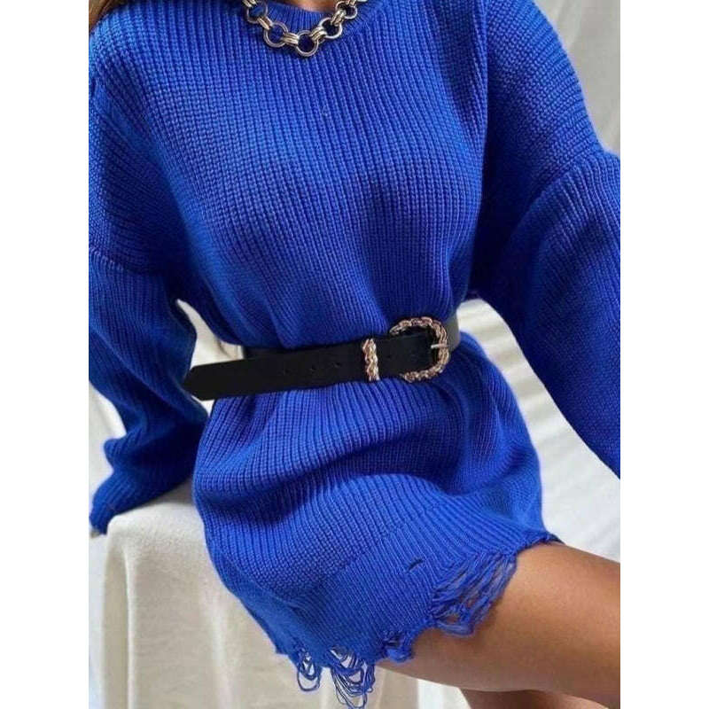 womens-ripped-knit-sweater-dress---crew-necksmiling-maria---everything-for-women-34685501