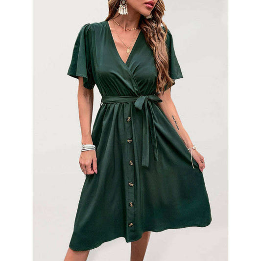 woven-v-neck-short-sleeve-midi-dress-–-elegant-high-waist-soft-touch-fabricsmiling-maria---everything-for-women-34656948