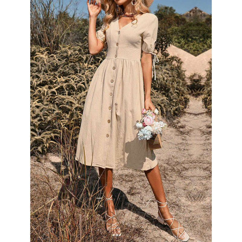 woven-v-neck-a-line-short-sleeve-dress-–-button-front-high-waistsmiling-maria---everything-for-women-34654789