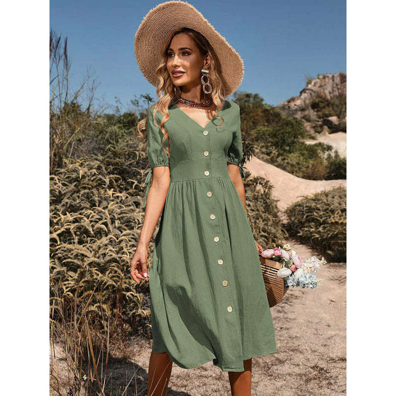 woven-v-neck-a-line-short-sleeve-dress-–-button-front-high-waistsmiling-maria---everything-for-women-34654793