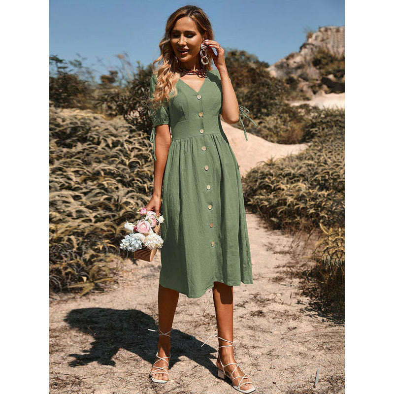 woven-v-neck-a-line-short-sleeve-dress-–-button-front-high-waistsmiling-maria---everything-for-women-34654794