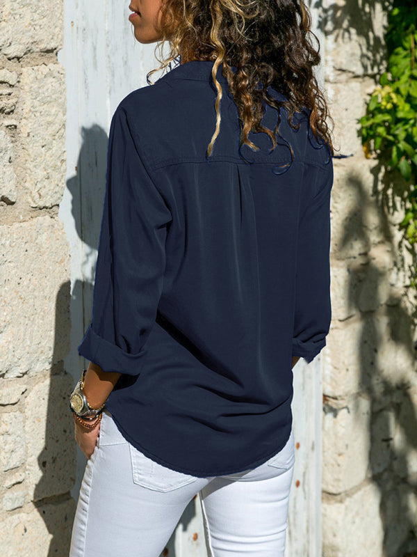 Camicia in cotone con collo a risvolto e maniche lunghe – Smiling Maria