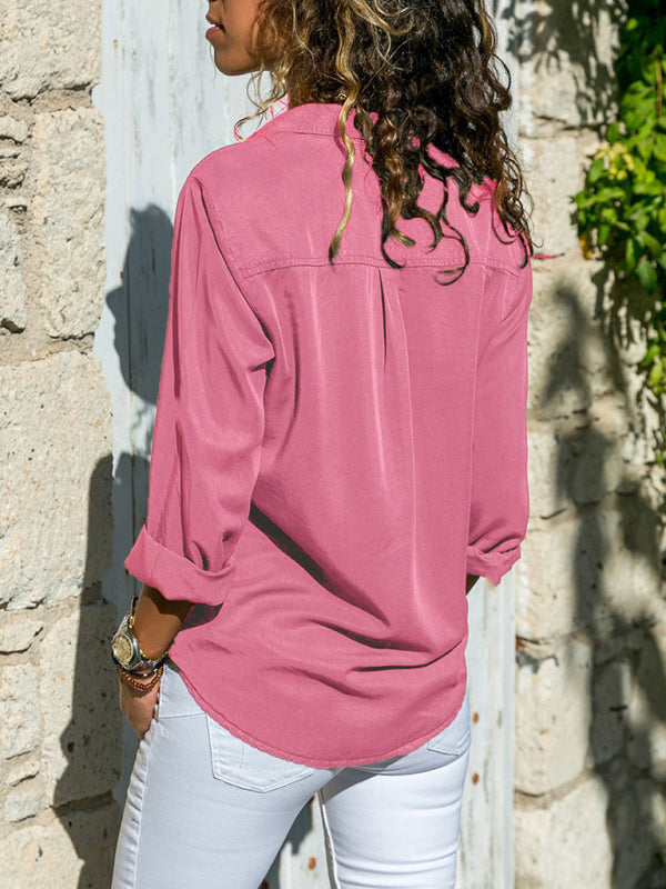 Camicia in cotone con collo a risvolto e maniche lunghe – Smiling Maria