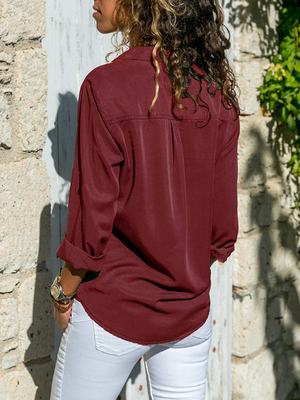 Camicia in cotone con collo a risvolto e maniche lunghe – Smiling Maria