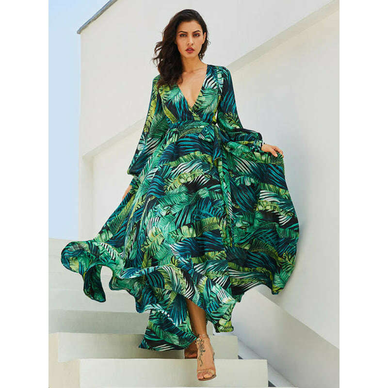 leaf-print-lantern-sleeve-v-neck-swing-dress-–-lightweight-flowy-fitsmiling-maria---everything-for-women-34661744