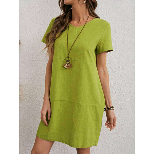 woven-v-neck-midi-dress-–-cotton-blend-relaxed-fit-short-sleeves-summer-stylesmiling-maria---everything-for-women-34655339