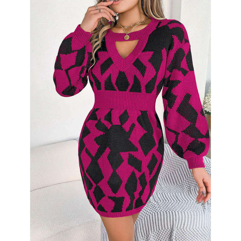 colorblock-knit-sweater-dress-with-lantern-sleevessmiling-maria---everything-for-women-34685208