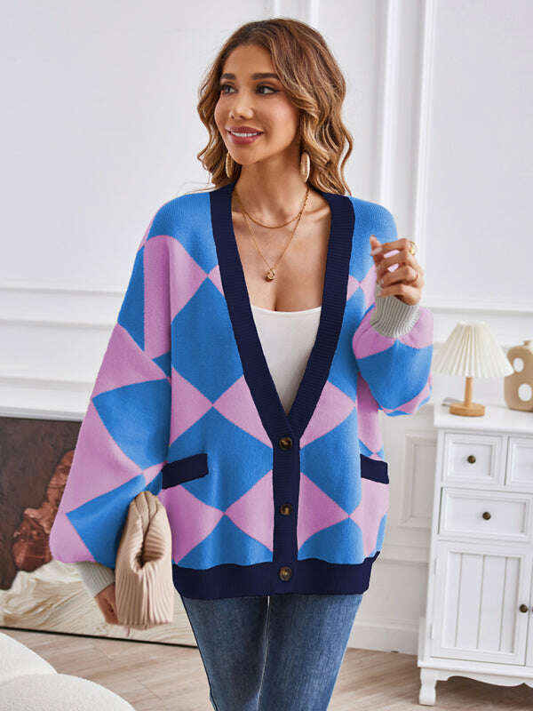 womens-geometric-v-neck-knit-cardigan-34820927