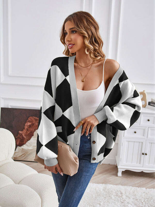womens-geometric-v-neck-knit-cardigan-34820929