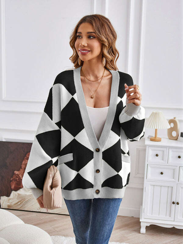 womens-geometric-v-neck-knit-cardigan-34820935