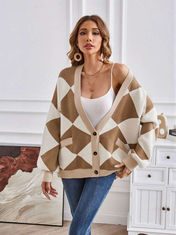 womens-geometric-v-neck-knit-cardigan-34820913