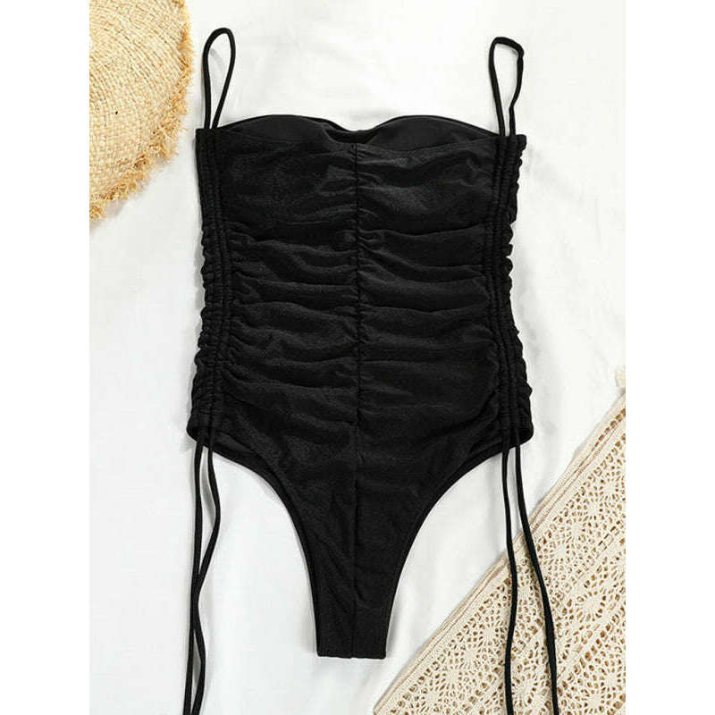 new-drawstring-one-piece-swimsuit-solid-color-pleated-sexy-suspender-bikinismiling-maria---everything-for-women-34642567
