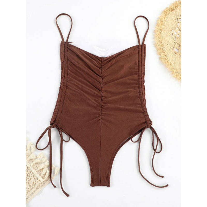 new-drawstring-one-piece-swimsuit-solid-color-pleated-sexy-suspender-bikinismiling-maria---everything-for-women-34642578