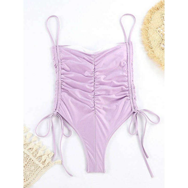 new-drawstring-one-piece-swimsuit-solid-color-pleated-sexy-suspender-bikinismiling-maria---everything-for-women-34642555