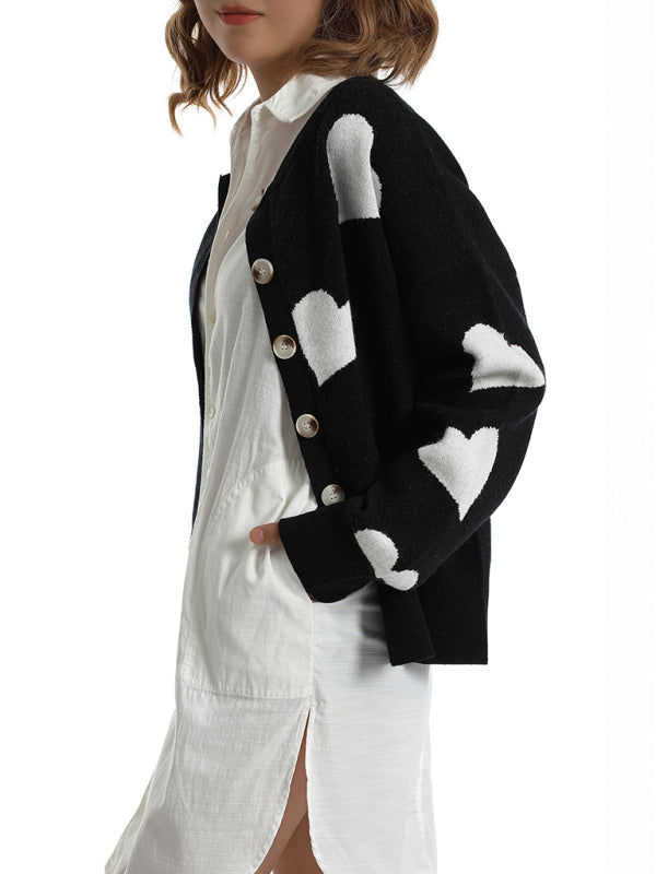 Camisola de Malha com Botões em Forma de Coração