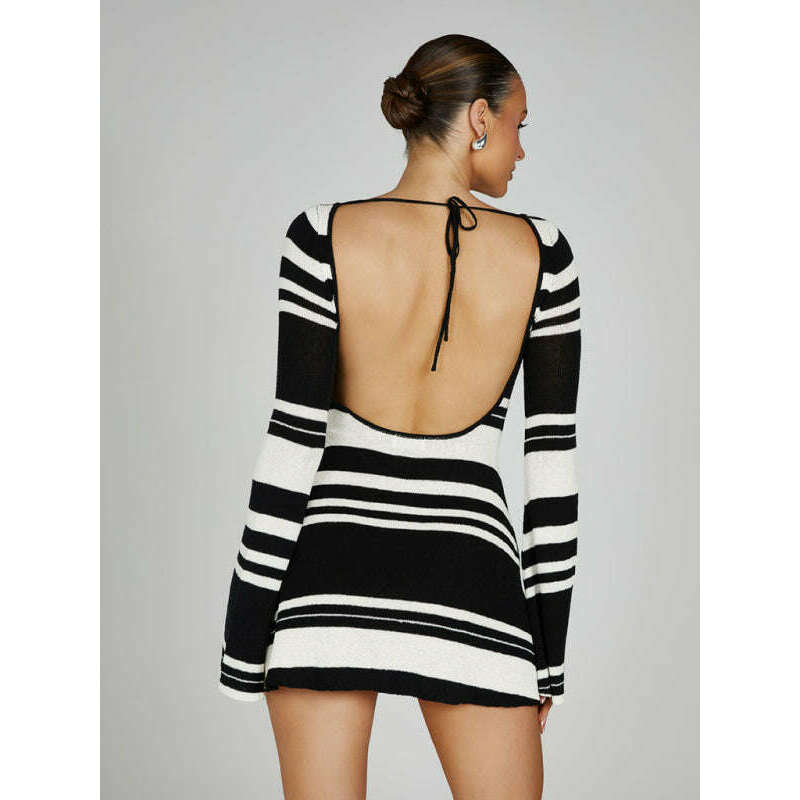 backless-striped-knit-dress-with-bell-sleevessmiling-maria---everything-for-women-34684834