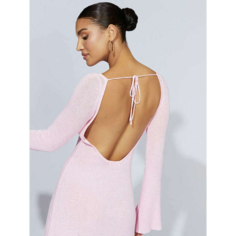 backless-striped-knit-dress-with-bell-sleevessmiling-maria---everything-for-women-34684819