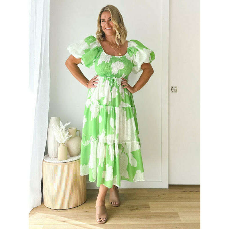 one-shoulder-puff-sleeve-printed-dresssmiling-maria---everything-for-women-34668859