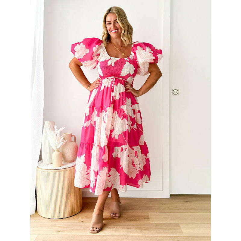 one-shoulder-puff-sleeve-printed-dresssmiling-maria---everything-for-women-34668833