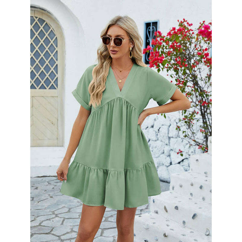 v-neck-pleated-midi-dress-–-short-sleeves-flowy-fit-for-everyday-stylesmiling-maria---everything-for-women-34644629