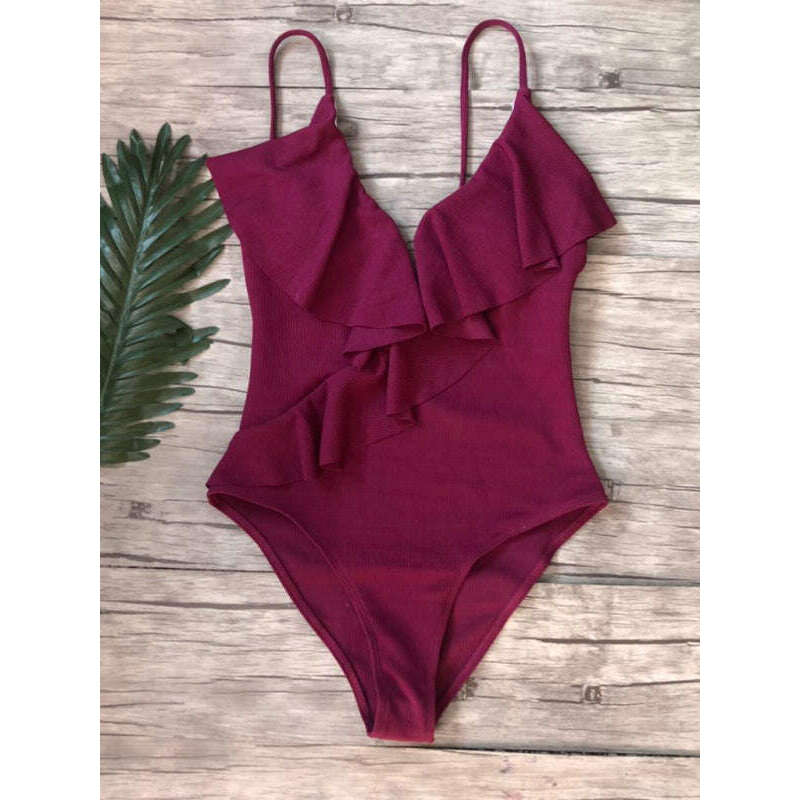new-bikini-solid-color-one-piece-ruffled-sexy-shoulder-swimsuitsmiling-maria---everything-for-women-34643101