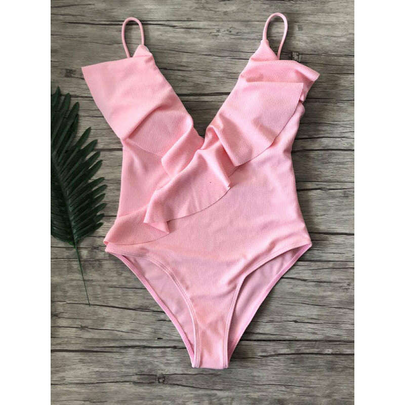 new-bikini-solid-color-one-piece-ruffled-sexy-shoulder-swimsuitsmiling-maria---everything-for-women-34643091