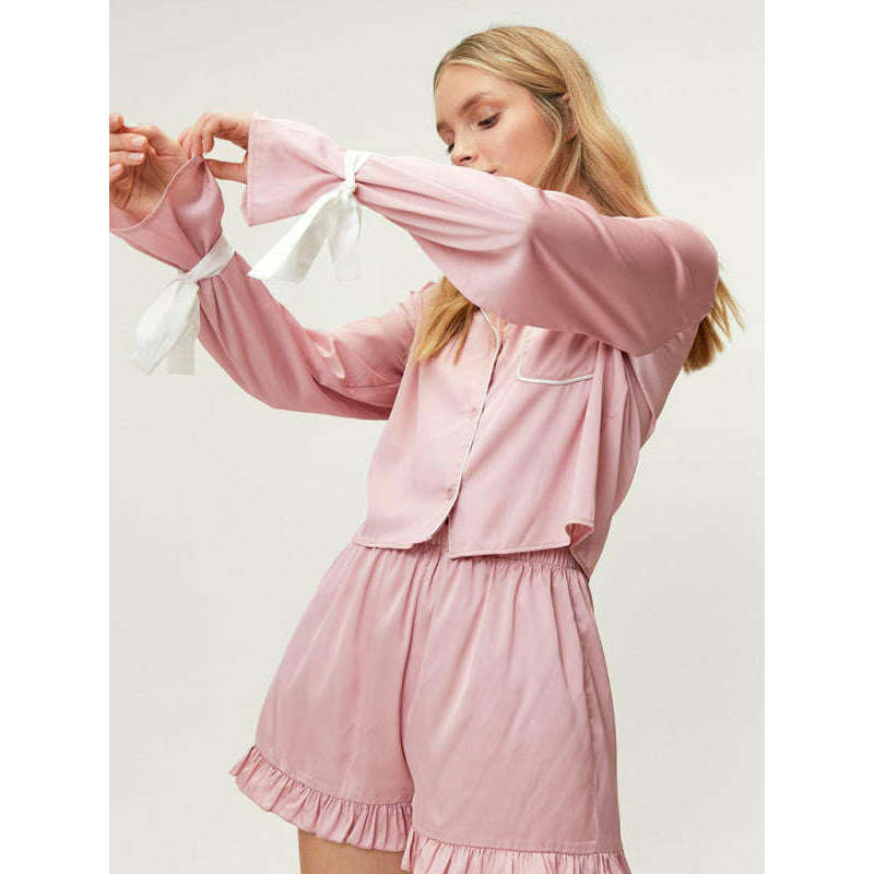 lapel-long-sleeve-top-shorts-lounge-pajama-set-–-soft-polyester-blendsmiling-maria---everything-for-women-34638585