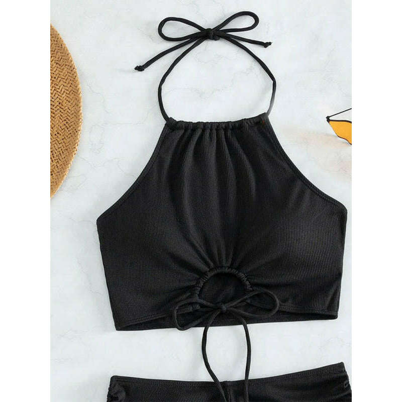 new-solid-color-halter-neck-bikini-split-boxer-briefs-bikini-swimsuitsmiling-maria---everything-for-women-34642377