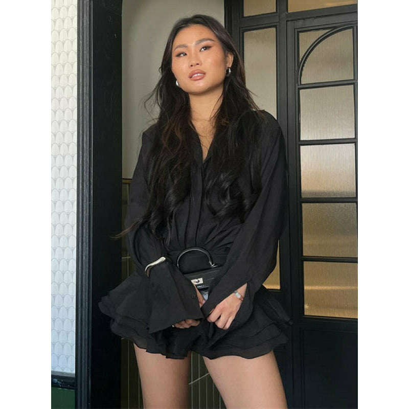 ruffled-v-neck-shirt-dress---lightweight-woven-mini-in-white-or-blacksmiling-maria---everything-for-women-34647219