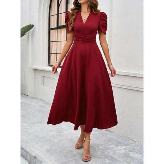 elegant-solid-color-waist-dress-–-deep-v-neck-spring-summer-stylesmiling-maria---everything-for-women-34645568