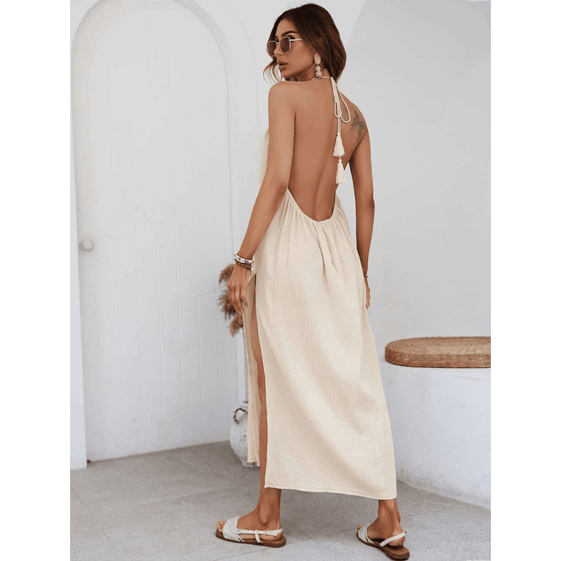 backless-halter-vacation-dress-–-cotton-blend-cracker-khaki-lightweight-breezysmiling-maria---everything-for-women-34655633