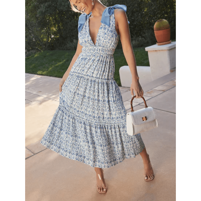 floral-waist-bow-long-dress-–-v-neck-woven-polyester-romantic-stylesmiling-maria---everything-for-women-34659964