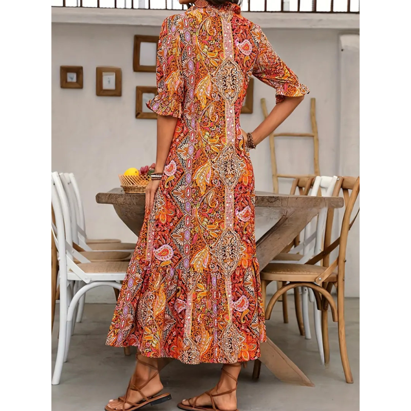 boho-printed-ruffle-maxi-dress-–-lace-up-v-neck-elbow-sleevessmiling-maria---everything-for-women-34660549
