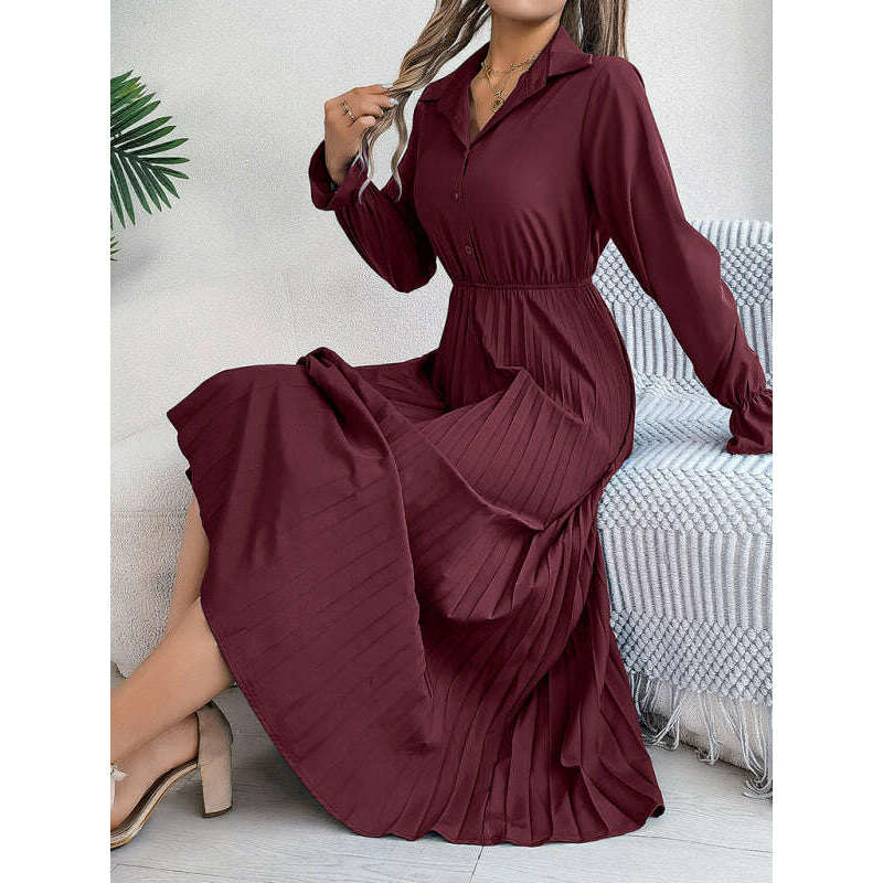 pleated-long-sleeve-lapel-dress-–-button-down-waist-defined-fitsmiling-maria---everything-for-women-34657028