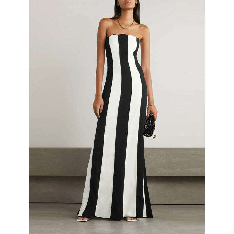 strapless-black-white-striped-party-dresssmiling-maria---everything-for-women-34679061