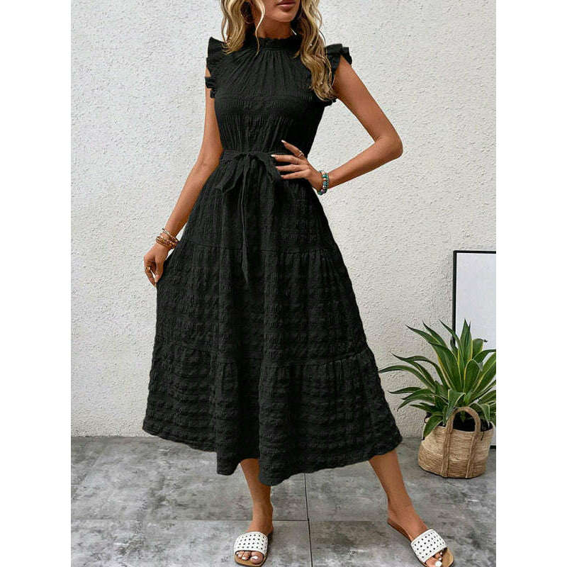 textured-midi-dress-with-ruffled-sleeves-and-lace-up-waist-–-spring-summer-stylesmiling-maria---everything-for-women-34645253