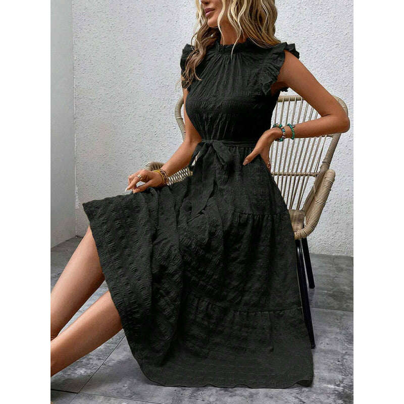 textured-midi-dress-with-ruffled-sleeves-and-lace-up-waist-–-spring-summer-stylesmiling-maria---everything-for-women-34645252