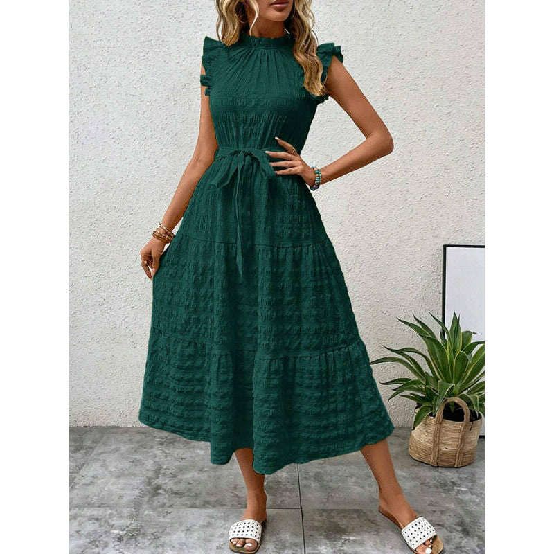 textured-midi-dress-with-ruffled-sleeves-and-lace-up-waist-–-spring-summer-stylesmiling-maria---everything-for-women-34645234