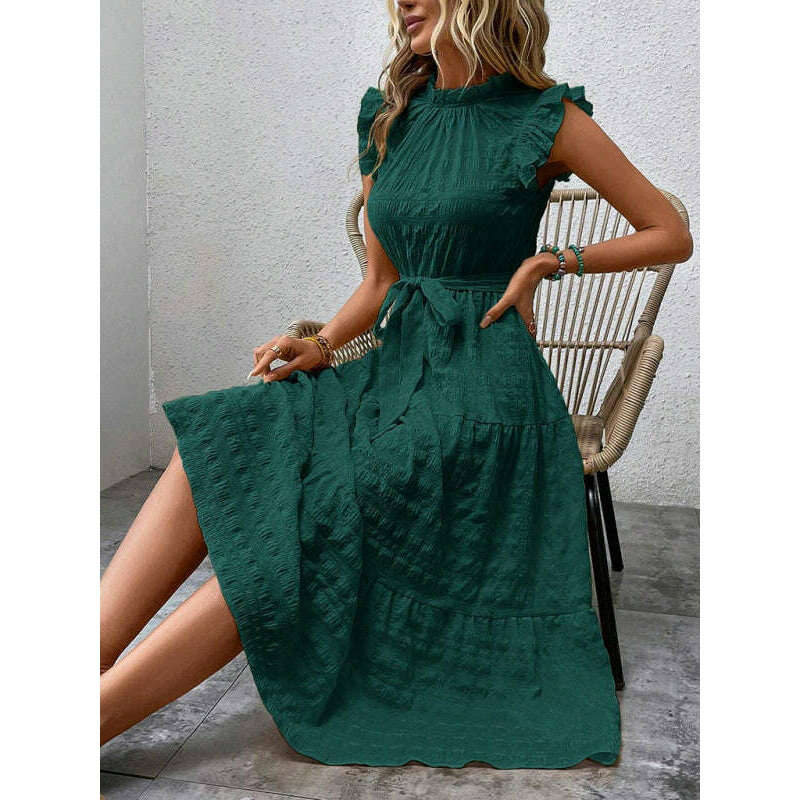 textured-midi-dress-with-ruffled-sleeves-and-lace-up-waist-–-spring-summer-stylesmiling-maria---everything-for-women-34645231