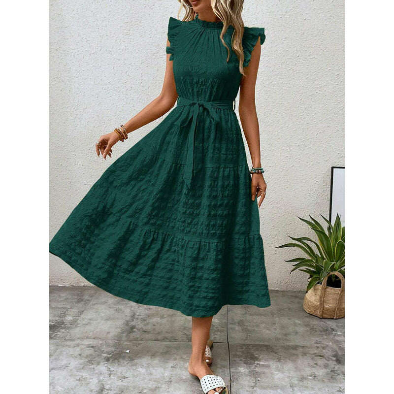 textured-midi-dress-with-ruffled-sleeves-and-lace-up-waist-–-spring-summer-stylesmiling-maria---everything-for-women-34645233