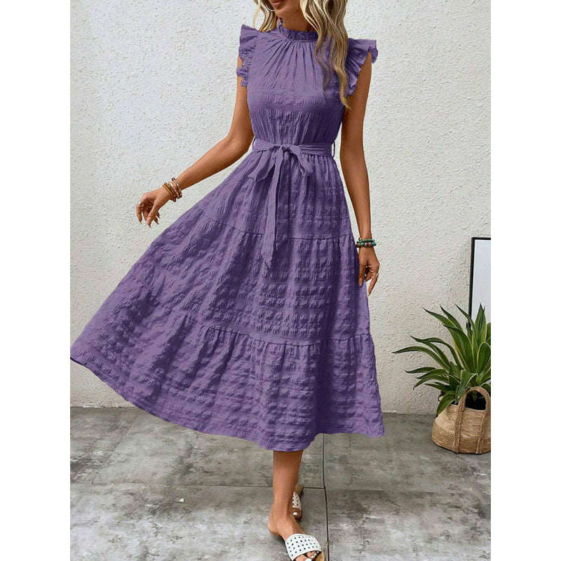 textured-midi-dress-with-ruffled-sleeves-and-lace-up-waist-–-spring-summer-stylesmiling-maria---everything-for-women-34645239